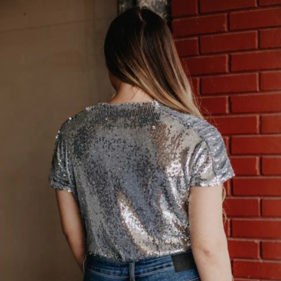 I&B Bodysuit Silver Sequin  Size M - Picture 2 of 13